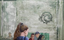 Encantamento na arte de Henrique Lott em óleo sobre tela com figuras humanas