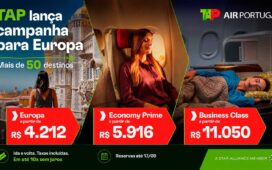Campanha da TAP reúne mais de 50 destinos europeus, tarifas promocionais em três cabines e descontos em serviços extras.