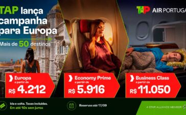 Campanha da TAP reúne mais de 50 destinos europeus, tarifas promocionais em três cabines e descontos em serviços extras.